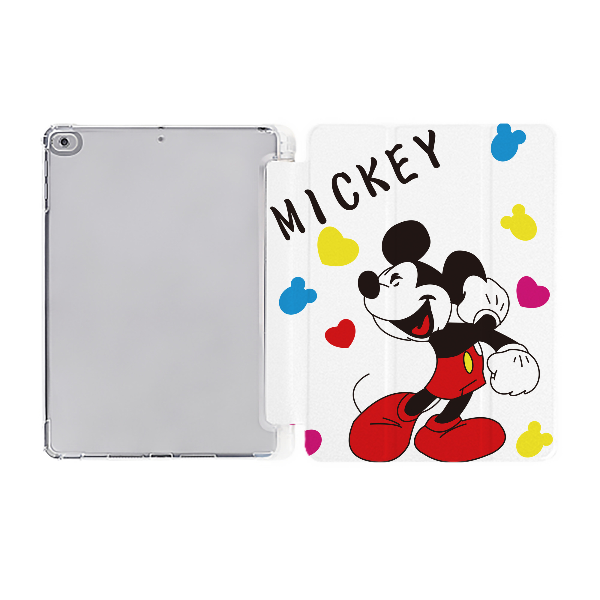 （画像用） ミッキーマウス Mickey Mouse IPad ケース ペン収納付き 三つ折りスタンド PUレザー×シリコン 対応機種9.5/10.5/10.9インチ
